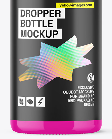 Opened Glossy Dropper Bottle Mockup