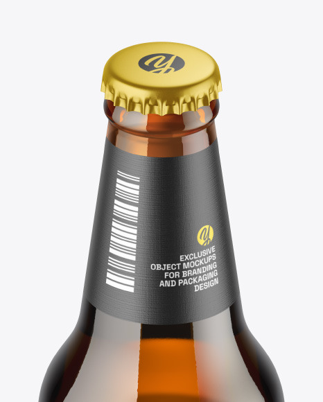 Amber Glass Beer Bottle Mockup