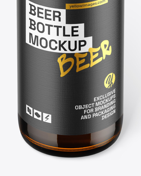 Amber Glass Beer Bottle Mockup