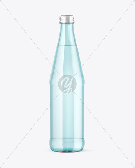 Blue Glass Water Bottle Mockup