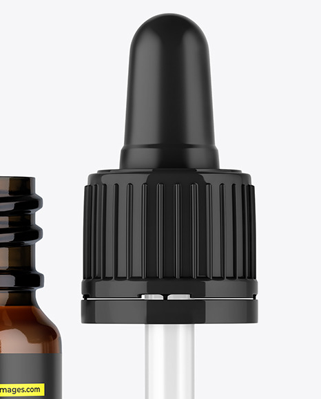 Opened Amber Dropper Bottle Mockup