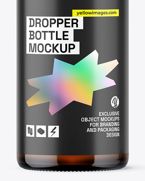 Opened Amber Dropper Bottle Mockup