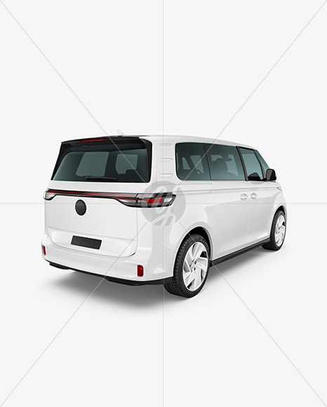 Electric Minivan Mockup - Back Half Side View