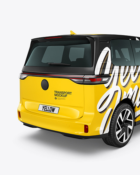 Electric Minivan Mockup - Back Half Side View