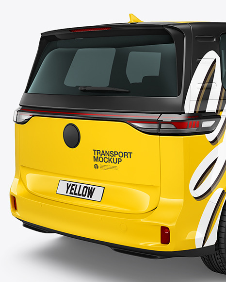 Electric Minivan Mockup - Back Half Side View