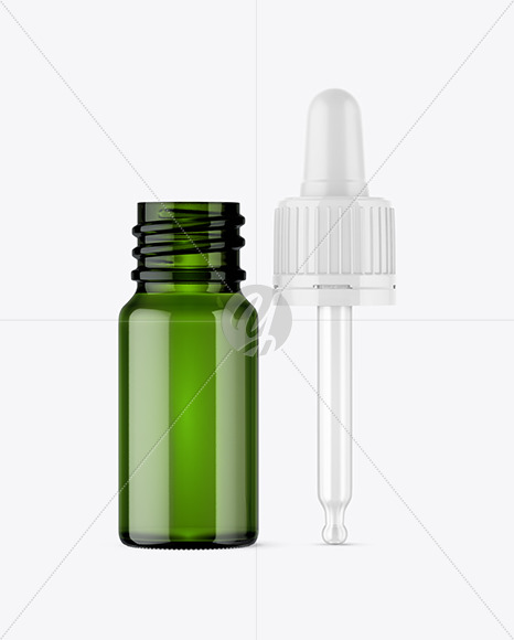 Opened Green Dropper Bottle Mockup