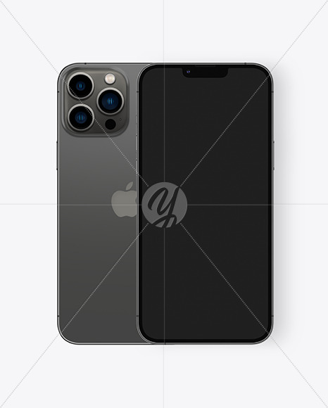 Two iPhones 13 Pro Max Graphite Mockup