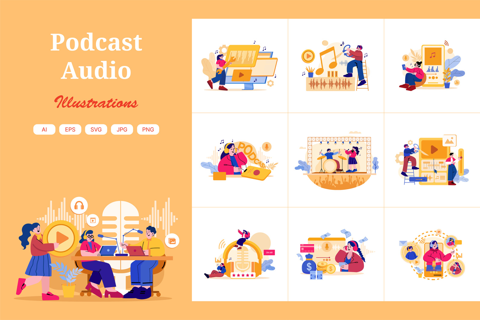 M451_Podcast Audio Illustration Pack M451_Podcast Audio Illustration Pack