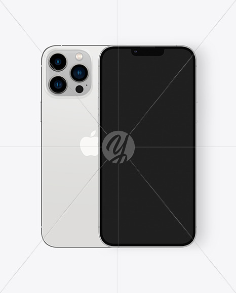 Two iPhones 13 Pro Max Silver Mockup