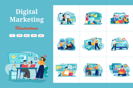 M453_Digital Marketing Illustration Pack - Sale strategy