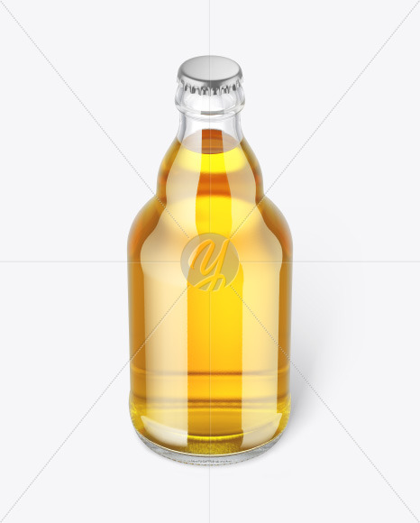 Clear Glass Lager Beer Bottle Mockup