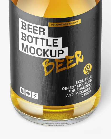 Clear Glass Lager Beer Bottle Mockup