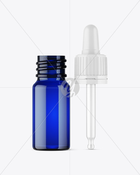 Opened Blue Dropper Bottle Mockup