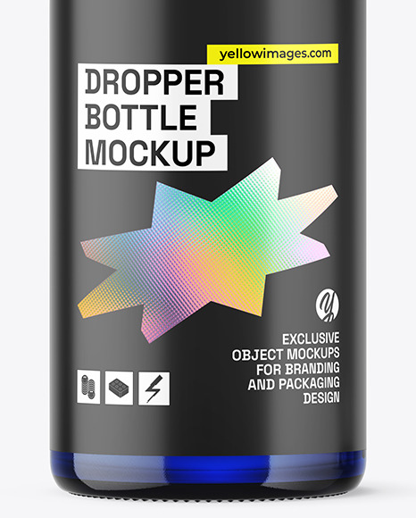 Opened Blue Dropper Bottle Mockup