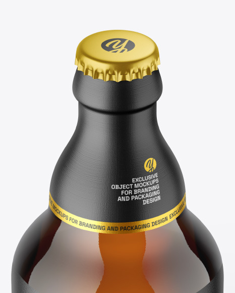 Amber Glass Beer Bottle Mockup