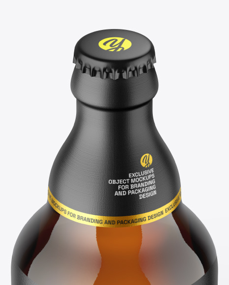 Amber Glass Beer Bottle Mockup