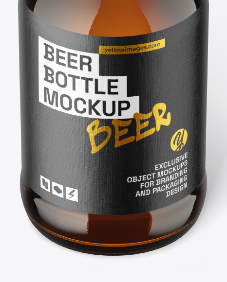 Amber Glass Beer Bottle Mockup