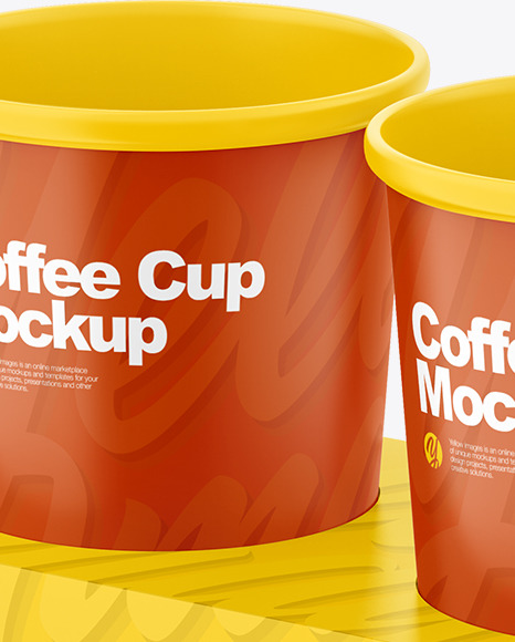 Coffee Cup Holder W/ Cups Mockup