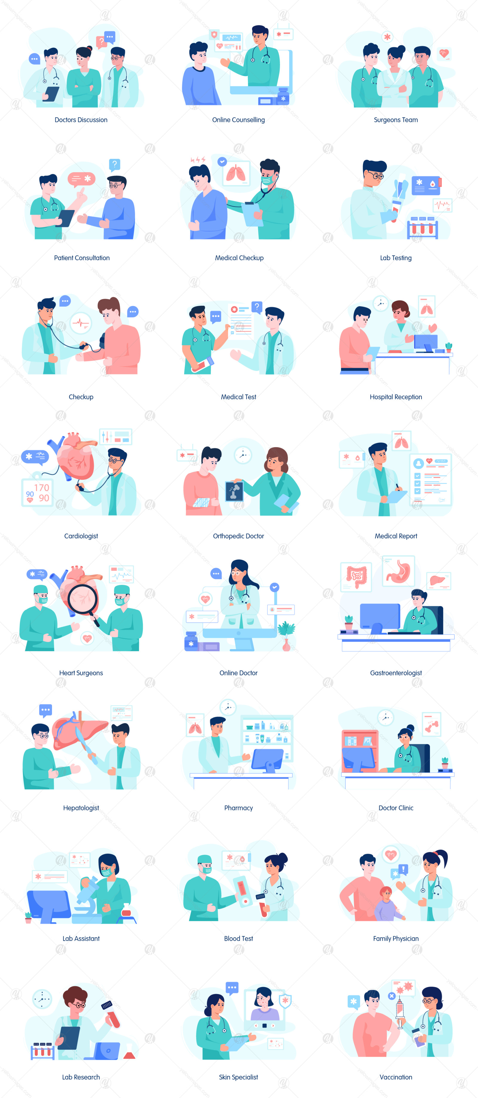 50 Doctor Illustration Set 50 Doctor Illustration Set