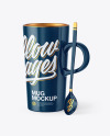 Glossy Mug with Teaspoon Mockup