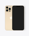 Two iPhones 13 Pro Max Gold Mockup