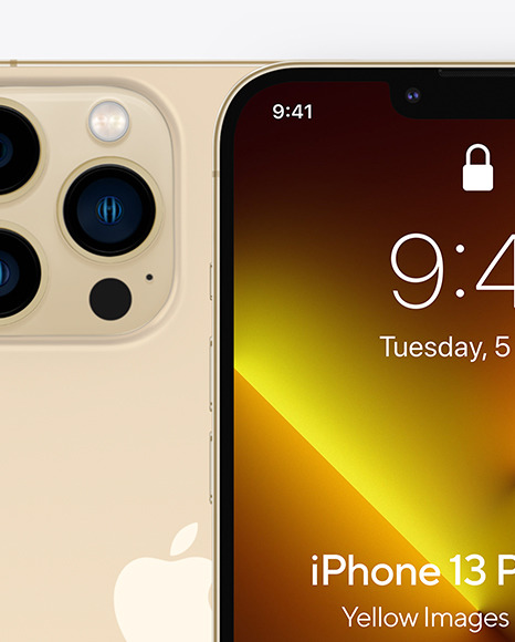 Two iPhones 13 Pro Max Gold Mockup