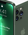 Two iPhones 13 Pro Max Alpine Green Mockup