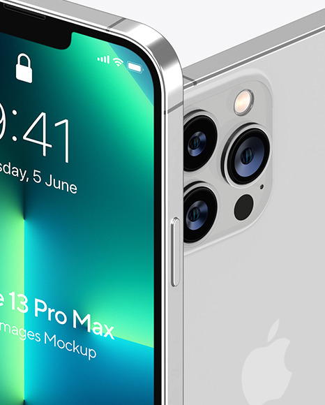 Two iPhones 13 Pro Max Silver Mockup