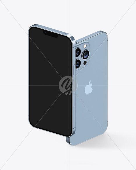 Two iPhones 13 Pro Max Sierra Blue Mockup