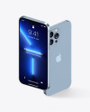 Two iPhones 13 Pro Max Sierra Blue Mockup