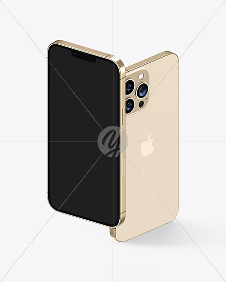 Two iPhones 13 Pro Max Gold Mockup