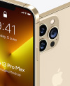 Two iPhones 13 Pro Max Gold Mockup