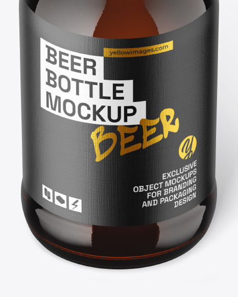 Dark Amber Glass Beer Bottle Mockup