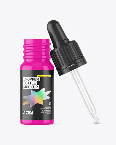 Opened Glossy Dropper Bottle Mockup