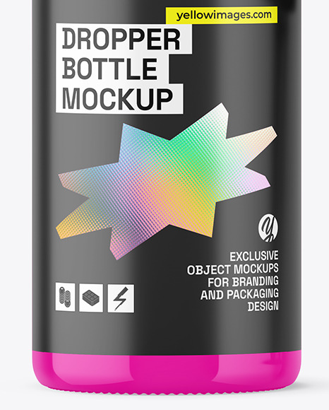 Opened Glossy Dropper Bottle Mockup