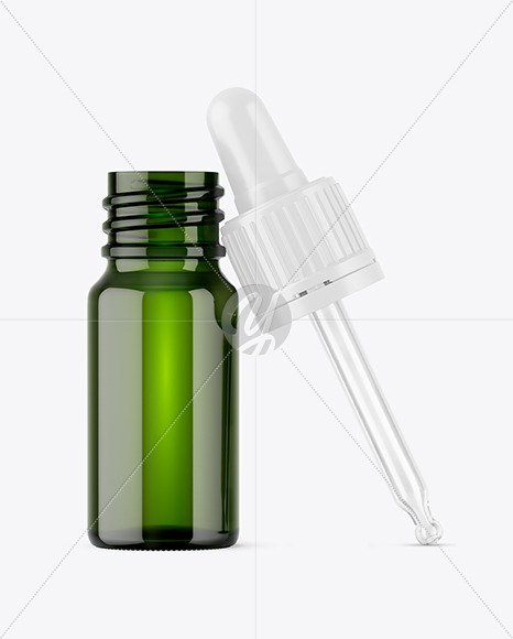 Opened Green Dropper Bottle Mockup