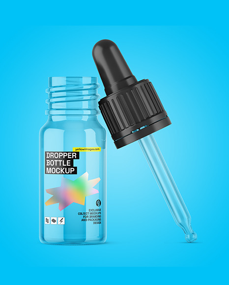 Opened Empty Glass Dropper Bottle Mockup