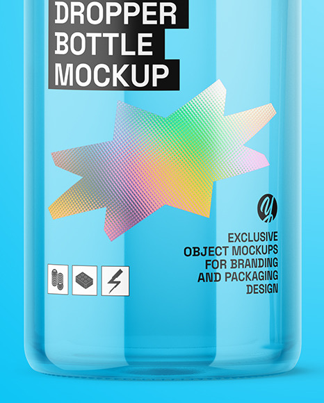 Opened Empty Glass Dropper Bottle Mockup