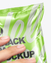 Metallic Snack Pack in a Hand Mockup