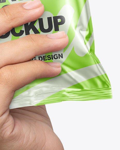 Metallic Snack Pack in a Hand Mockup