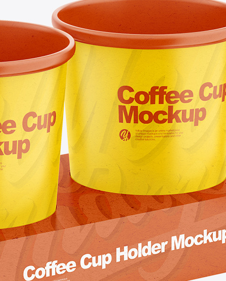 Kraft Cup Holder W/ Cups Mockup