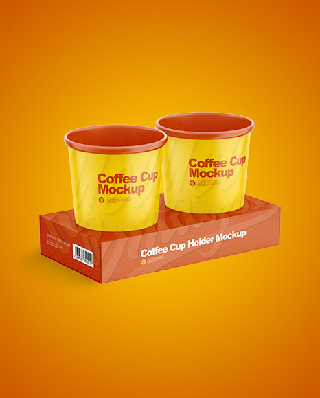 Kraft Cup Holder W/ Cups Mockup