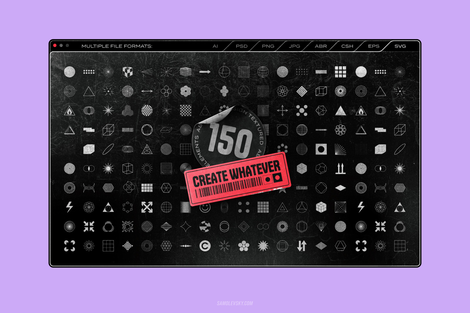 150 Retro-futuristic textured shapes pack 150 Retro-futuristic textured shapes pack