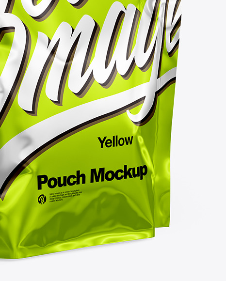 Glossy Metallic Pouch Mockup