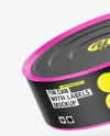 Glossy Tin Can w/ Labels Mockup