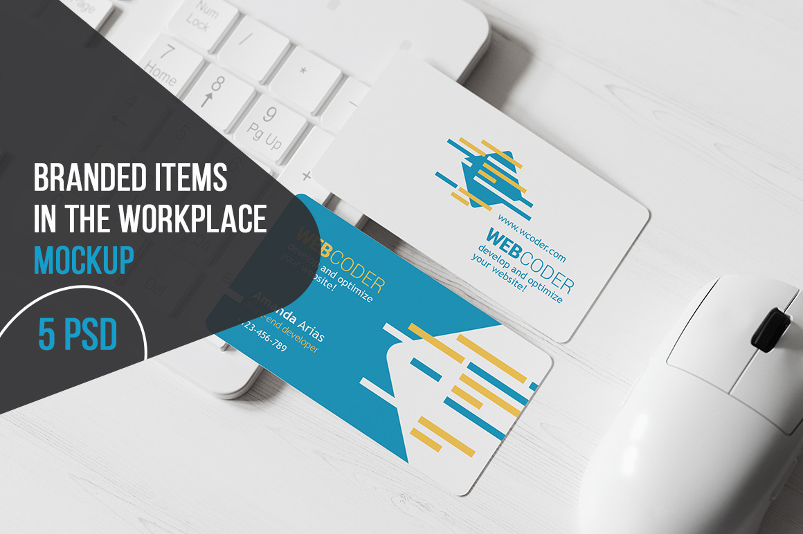 Branded Items In The Workplace Mockup