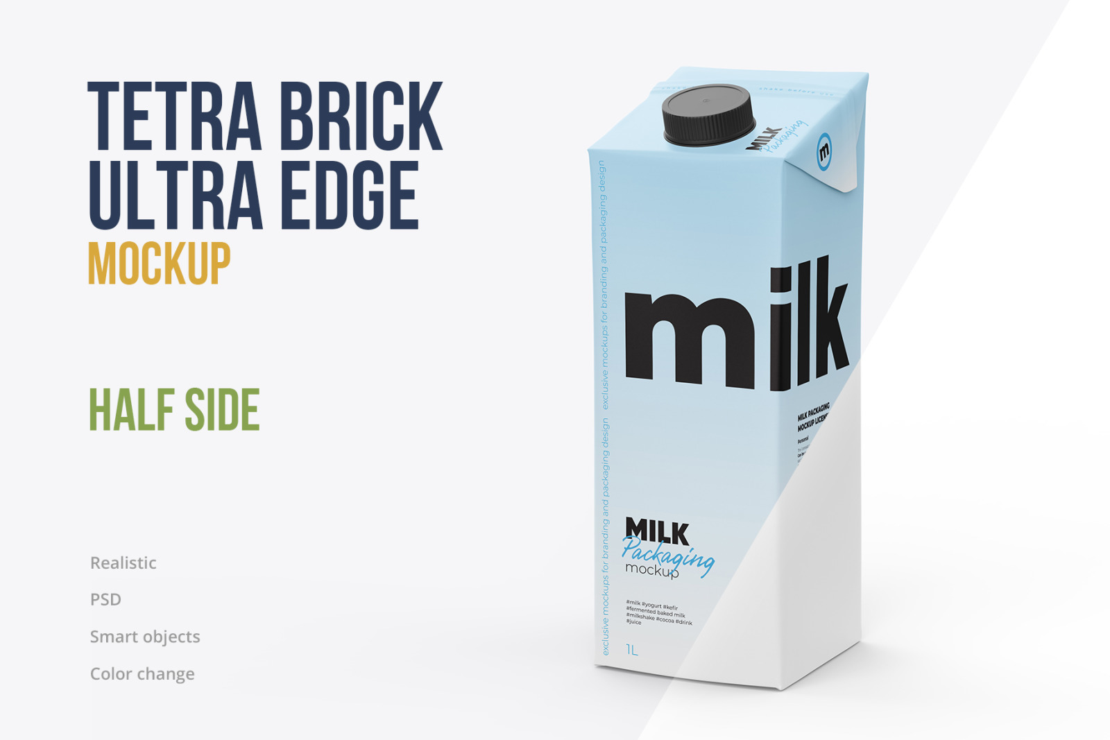 1L Milk packaging. Tetra Brik edge