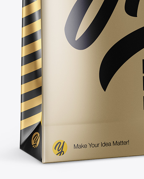 Metallic Paper Bag Mockup - Half Side View