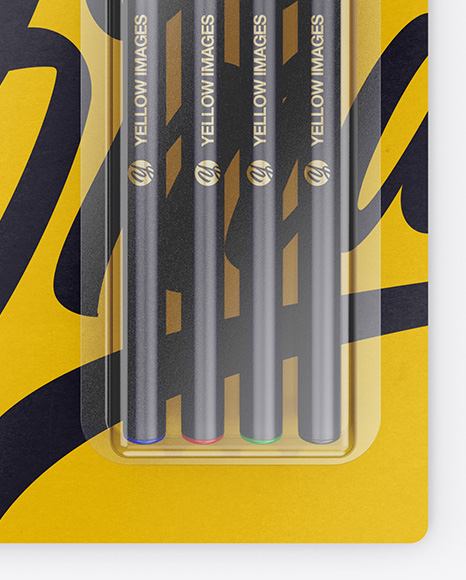 Blister Pack of 4 Pens Mockup