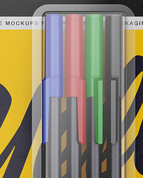 Blister Pack of 4 Pens Mockup